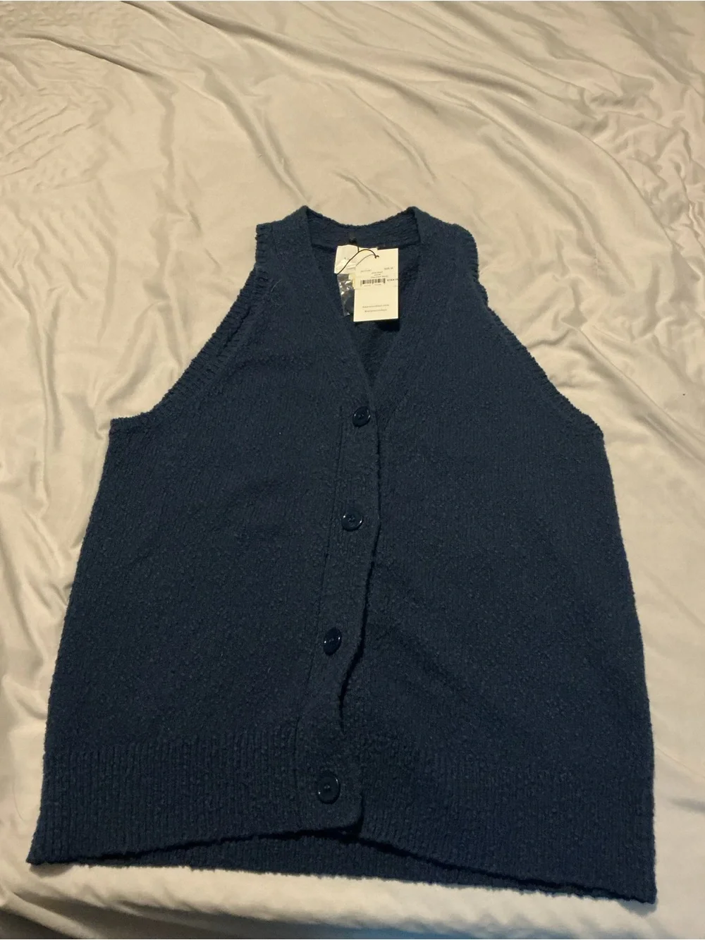 sundays Navy Knit Button-Front Vest